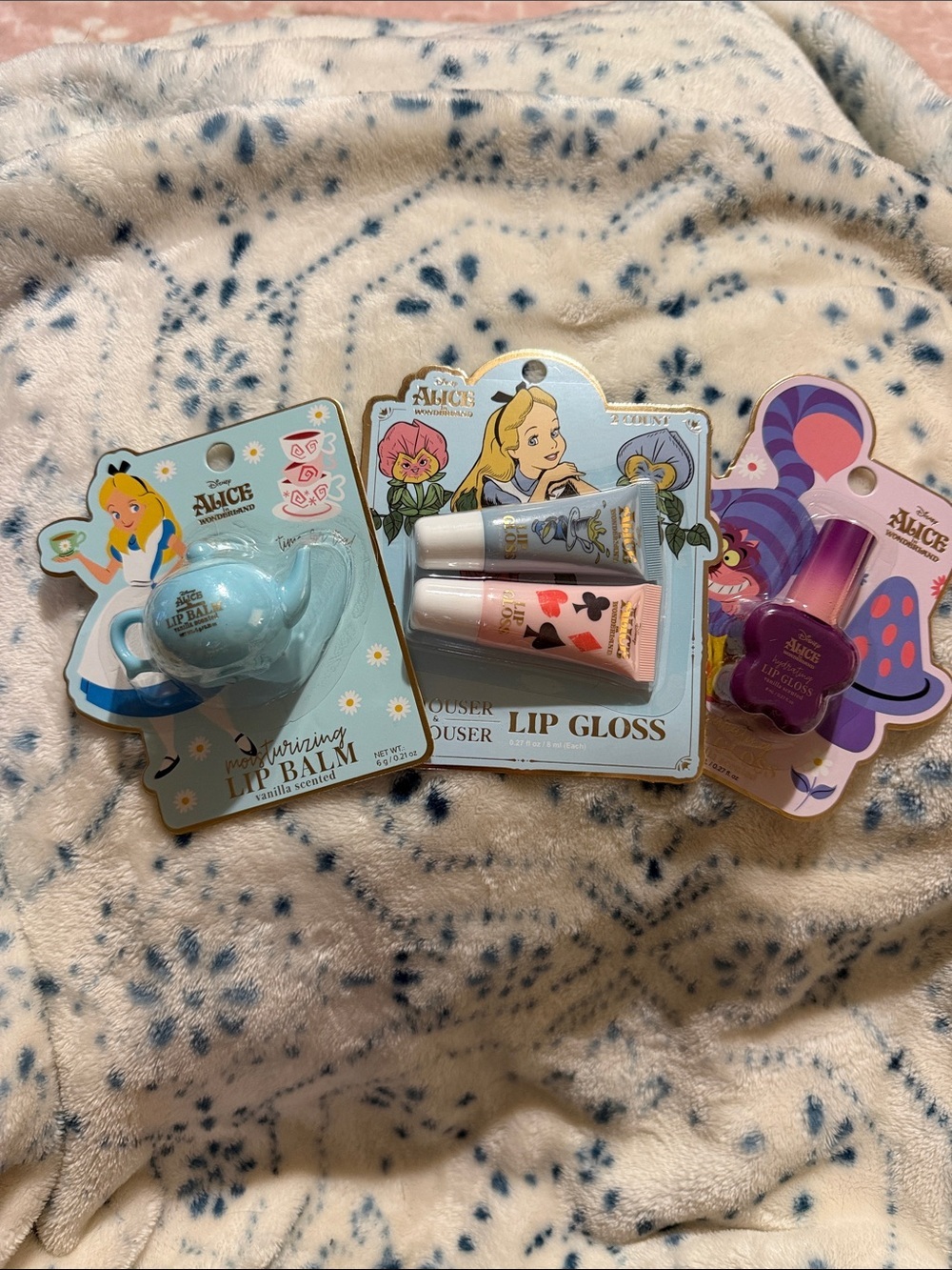 Disney Alice in Wonderland Lip Gloss & Balm Set - Light Blue, Pink, Purple